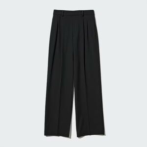 Uniqlo Pleated Wide Black Pants - Small